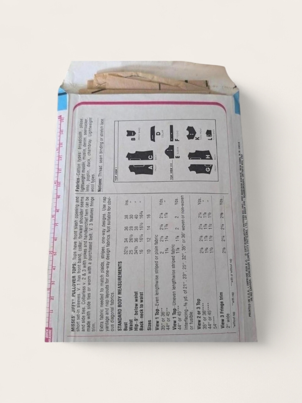 1977 Simplicity Sewing Pattern - Picture 2 of 2